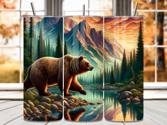 Download Wild Bear Mountain Lake Tumbler Wrap - Tumbler wrap Collection