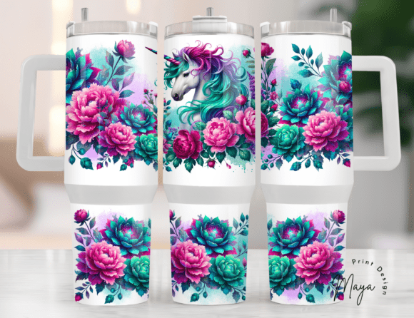 Download 40oz Tumbler Wrap Floral Unicorn - Tumbler wrap Collection