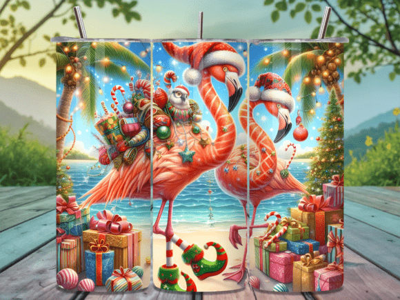 Download Flamingo Christmas in July Tumbler Wrap - Tumbler wrap Collection