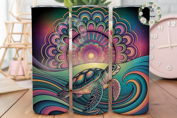 Download Psychedelic Sea Turtle Tumbler Wrap - Tumbler wrap Collection