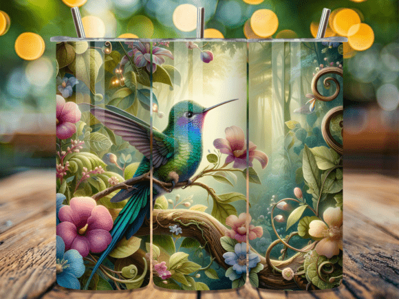 Download Sunlit Forest Hummingbird Tumbler Wrap - Tumbler wrap Collection