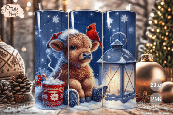 Download Blue Christmas Highland Cow Tumbler Wrap - Tumbler wrap Collection