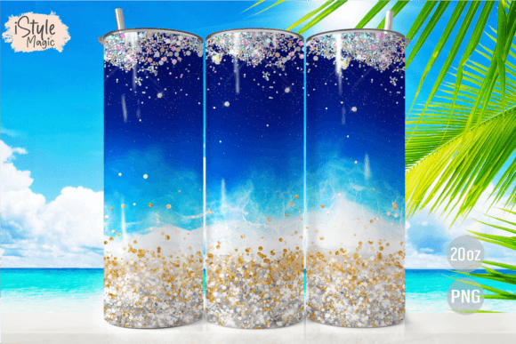 Download Beach Ocean Glitter 20oz Tumbler Wrap - Tumbler wrap Collection