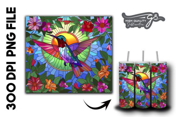 Download Stain Glass Hummingbird Tumbler Wrap 32 - Tumbler wrap Collection