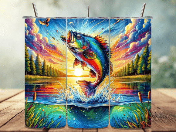 Download Vibrant Trout Fishing Tumbler Wrap PNG - Tumbler wrap Collection