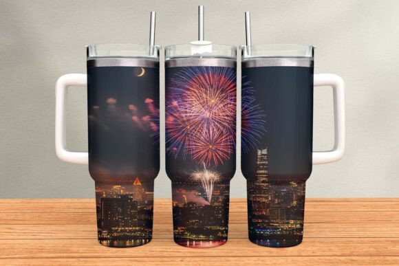 Download City Skyline Fireworks Tumbler Wrap - Tumbler wrap Collection