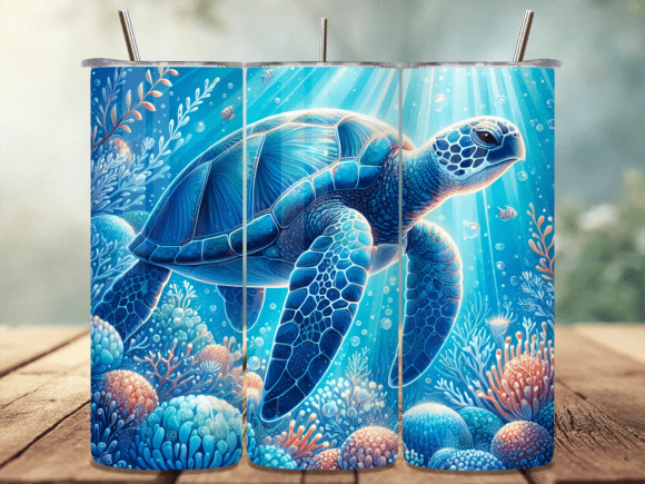 Download Blue Sea Turtle Ocean Coral Tumbler Wrap - Tumbler wrap Collection